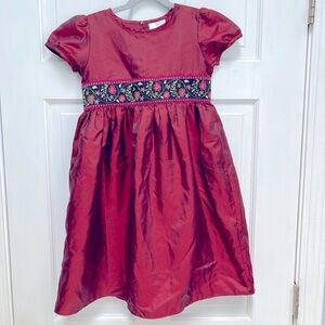 Hanna Andersson‎ Burgundy Floral Waist Holiday Party Dress Size 5 Girls